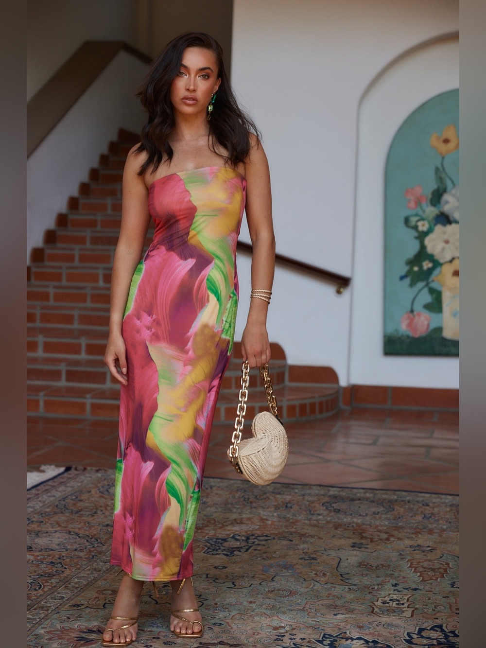 12th Tribe Avani Multi Strapless Maxi Dress